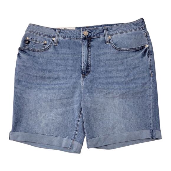 Seven7 Womens Bermuda Mid Rise Stretch Denim Short Thrive Size 12 - Picture 1 of 7